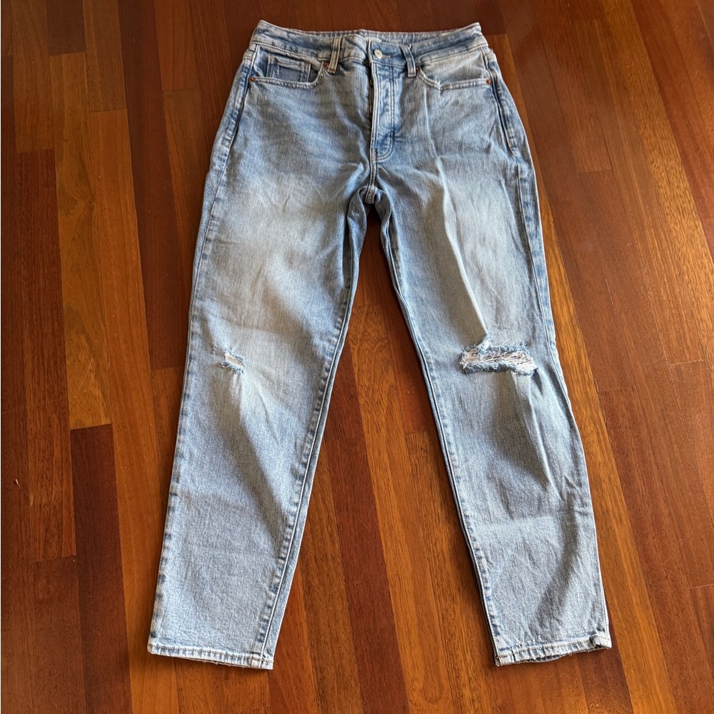 Old Navy O.G. Straight Button Fly High Rise Ripped Jeans - Picture 2 of 7